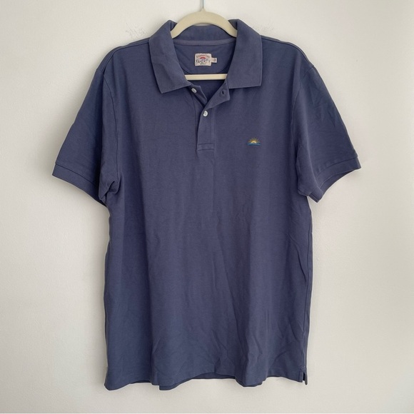 Faherty Straight Fit Cotton Short Sleeve Polo navy blue collared preppy academia - Picture 10 of 10